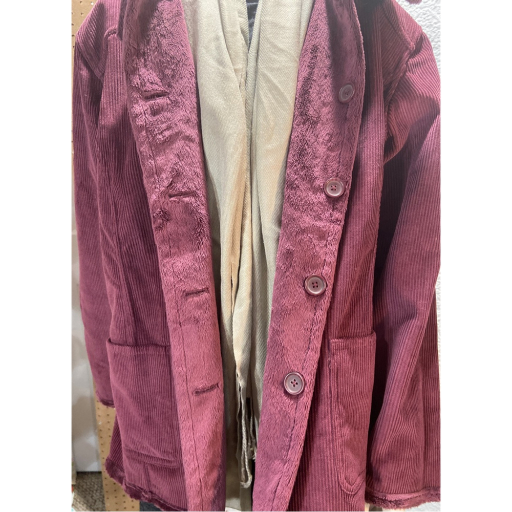 QVC NWOT Reversible‎ Corduroy Fleece Jacket Button Down jacket S XL purple - Picture 4 of 9